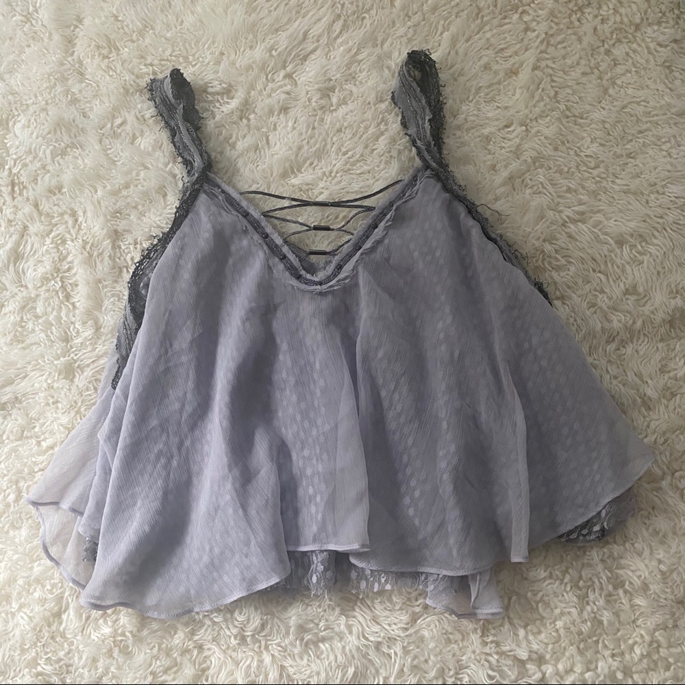 Free People Flowy Lace Up Cropped Cami